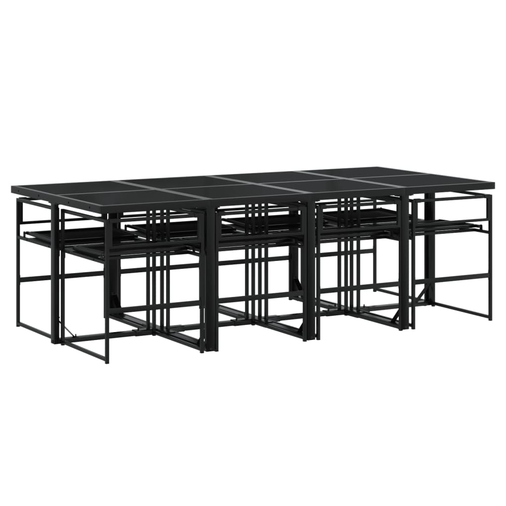 Ensemble à manger de jardin avec coussins 9 pcs noir textilène - XIOS