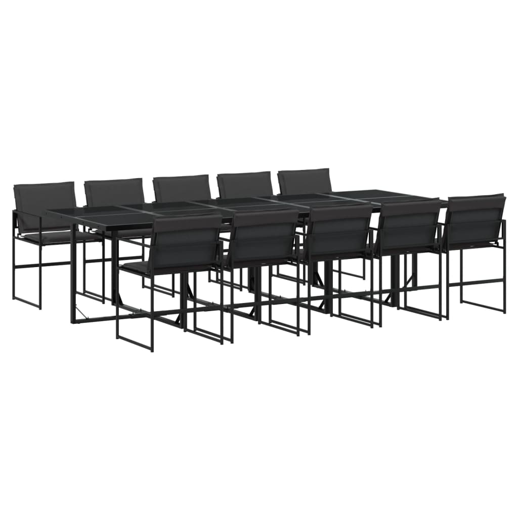 Ensemble à manger de jardin avec coussins 11 pcs noir textilène - XIOS