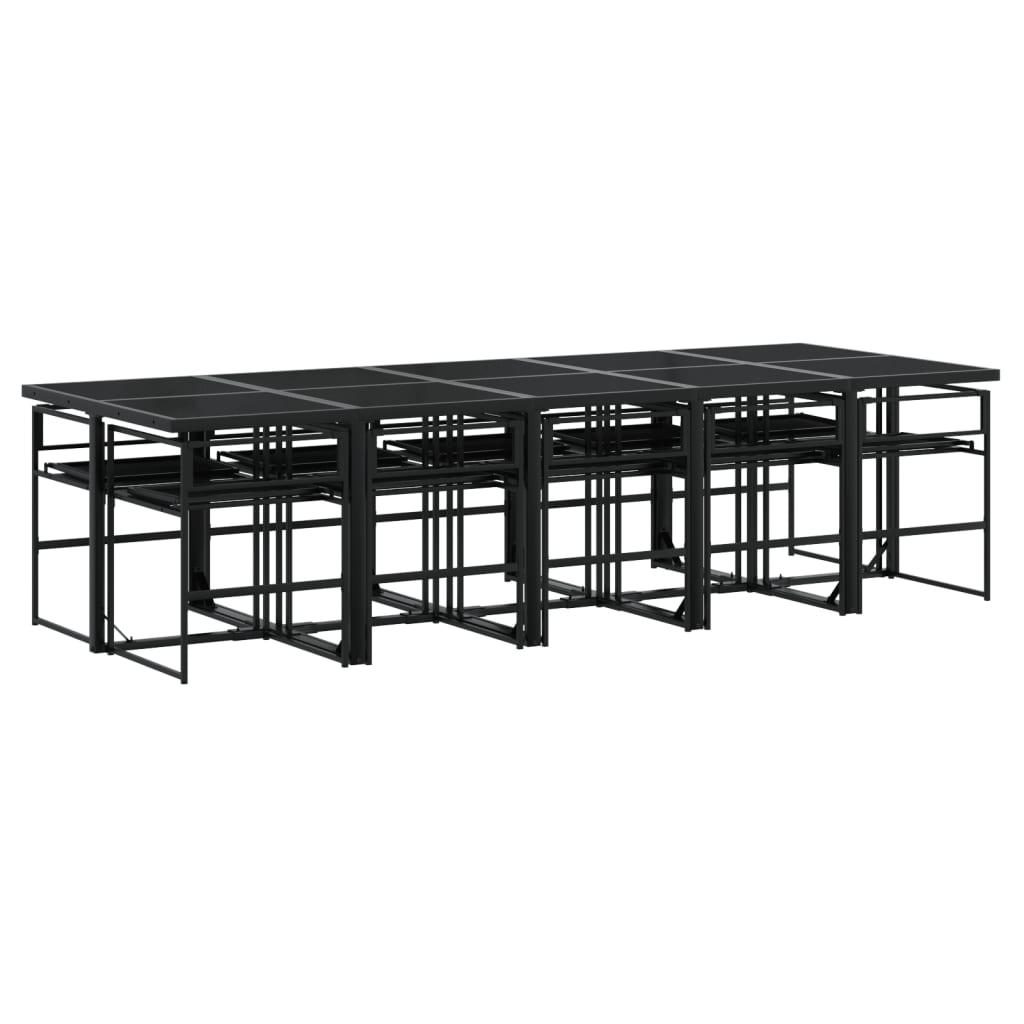 Ensemble à manger de jardin avec coussins 11 pcs noir textilène - XIOS
