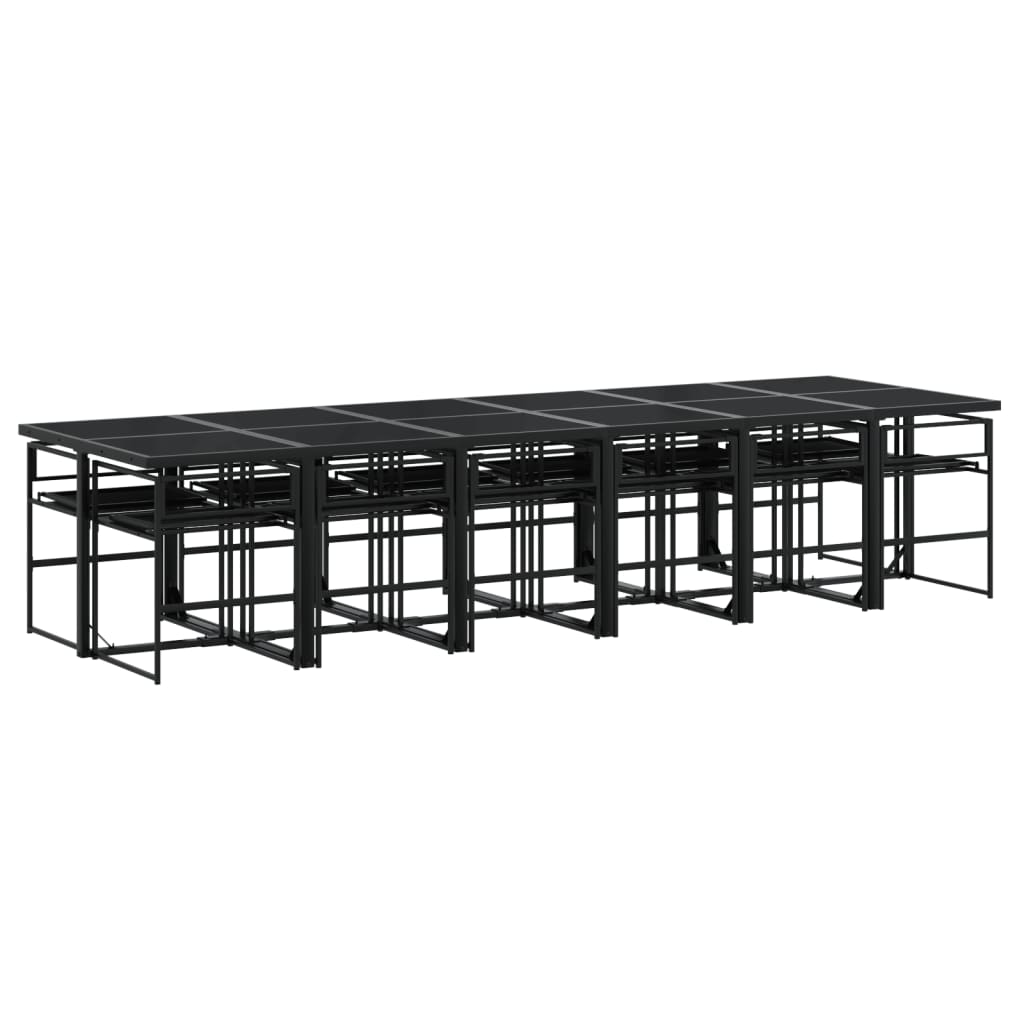 Ensemble à manger de jardin avec coussins 13 pcs noir textilène - XIOS