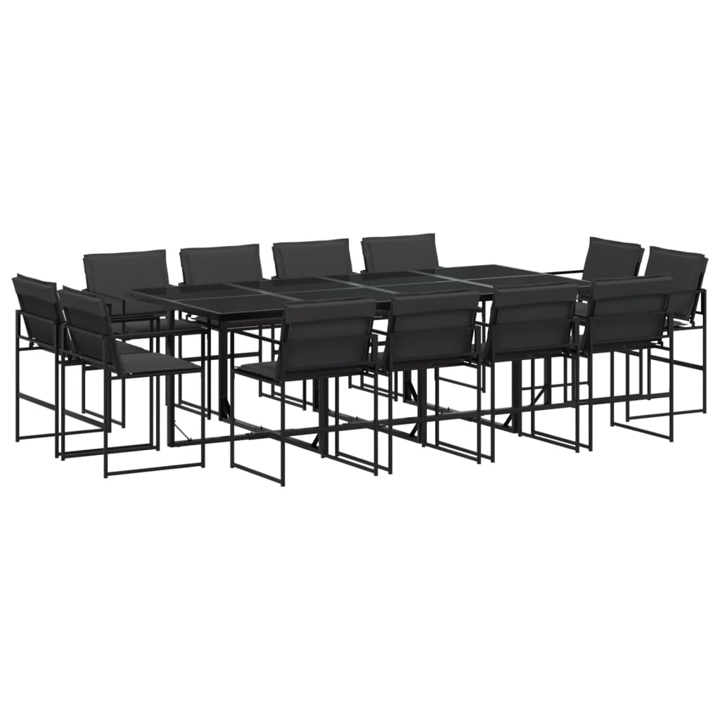 Ensemble à manger de jardin avec coussins 13 pcs noir textilène - XIOS