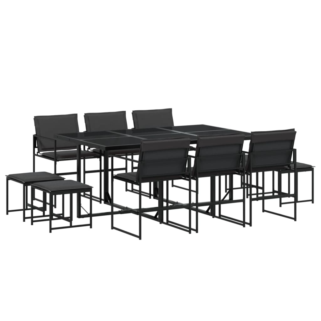 Ensemble à manger de jardin avec coussins 11 pcs noir textilène - XIOS