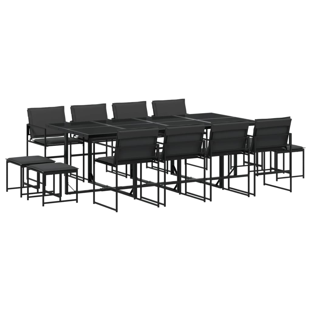 Ensemble à manger de jardin avec coussins 13 pcs noir textilène - XIOS