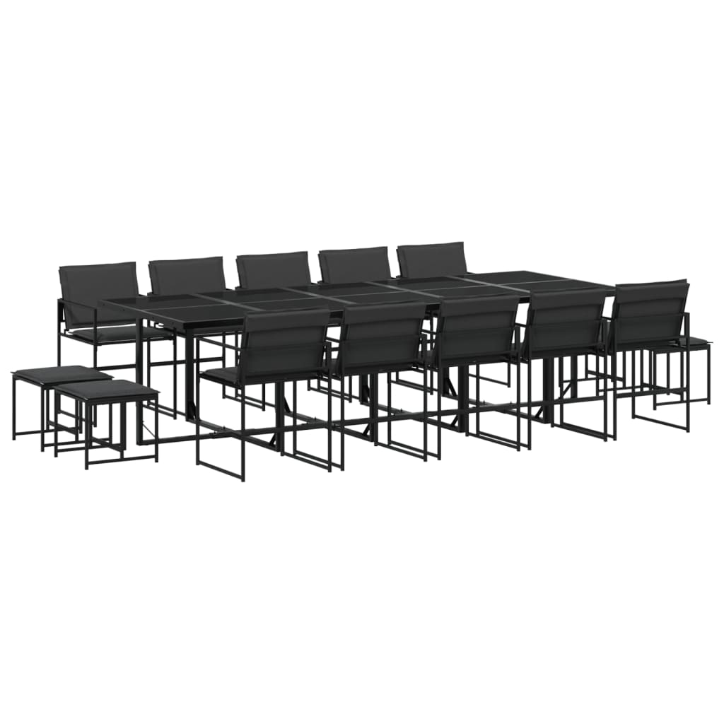 Ensemble à manger de jardin avec coussins 15 pcs noir textilène - XIOS