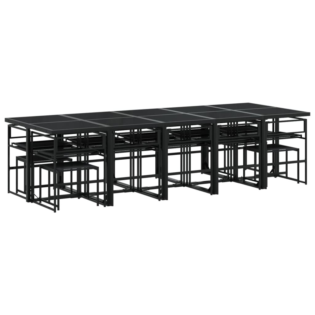 Ensemble à manger de jardin avec coussins 15 pcs noir textilène - XIOS