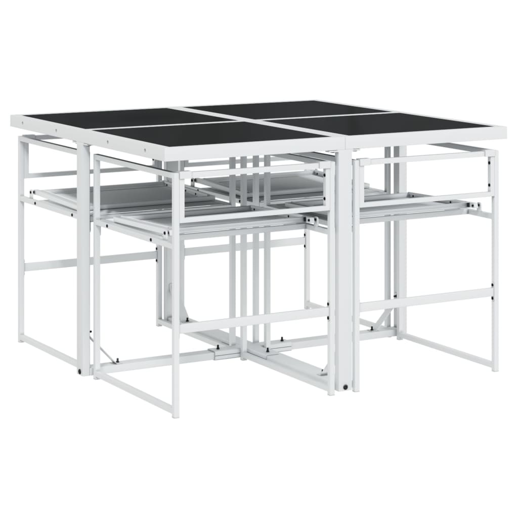 Ensemble à manger de jardin avec coussins 5 pcs blanc textilène - XIOS