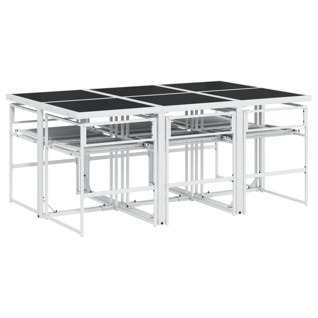 Ensemble à manger de jardin avec coussins 7 pcs blanc textilène - XIOS