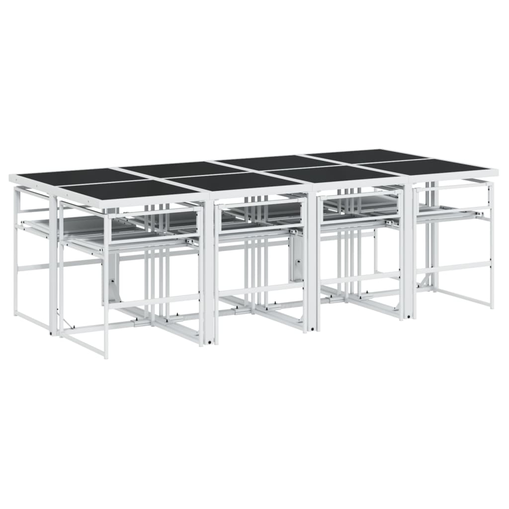 Ensemble à manger de jardin avec coussins 9 pcs blanc textilène - XIOS