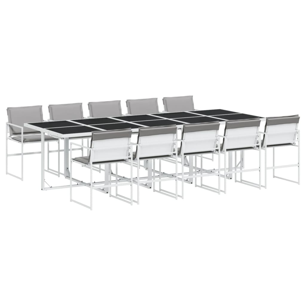 Ensemble à manger de jardin avec coussins 11pcs blanc textilène - XIOS