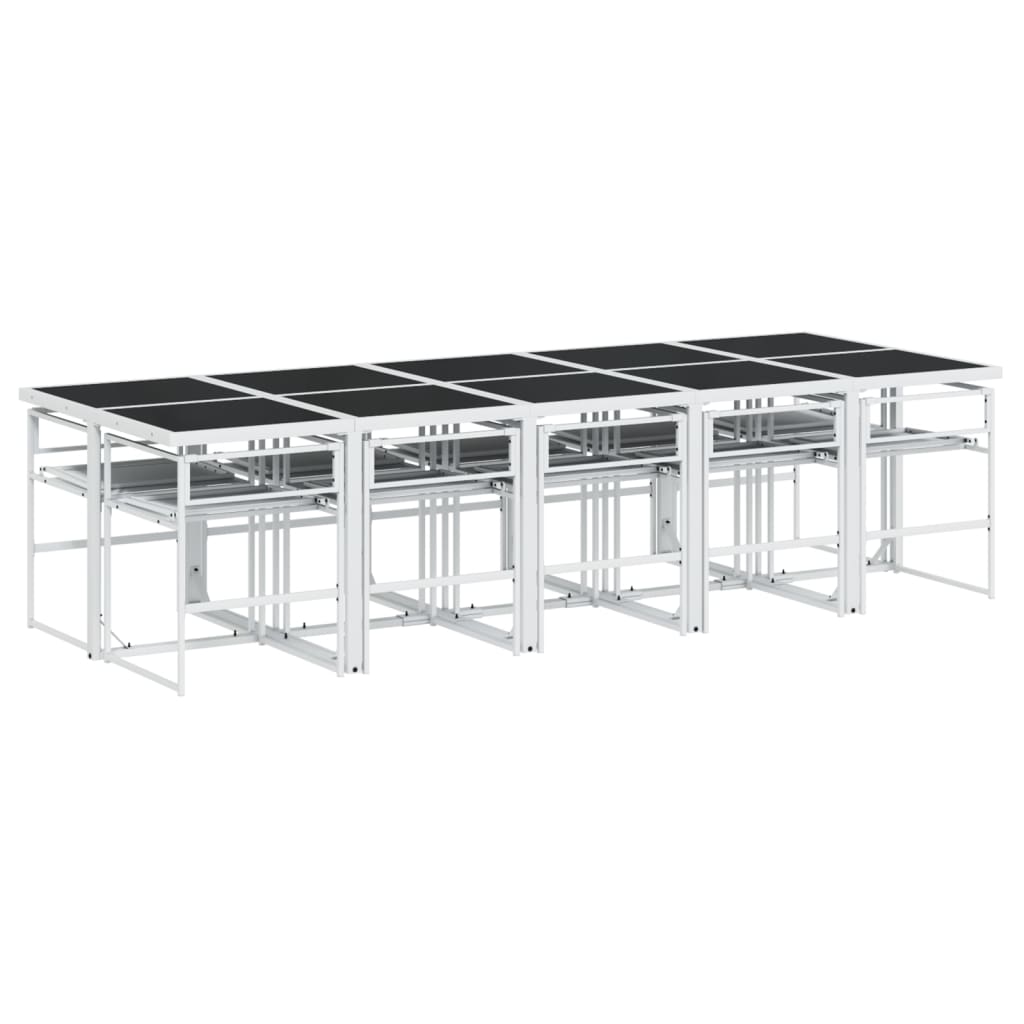 Ensemble à manger de jardin avec coussins 11pcs blanc textilène - XIOS