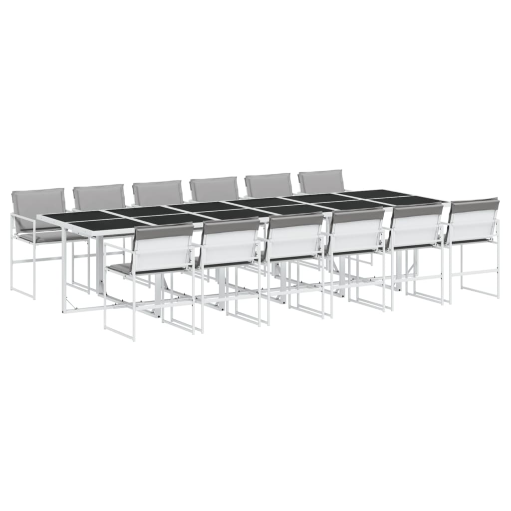 Ensemble à manger de jardin avec coussins 13pcs blanc textilène - XIOS