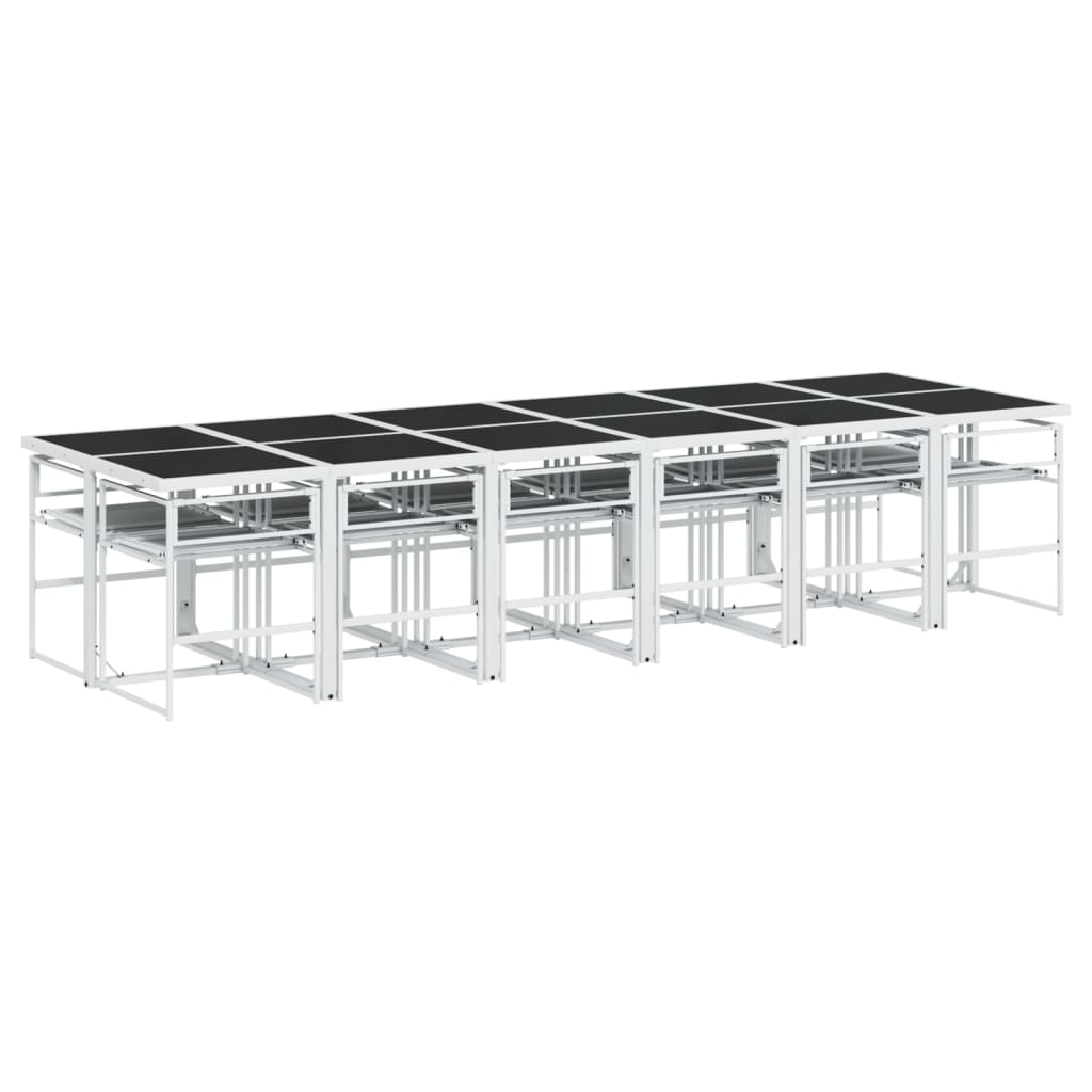Ensemble à manger de jardin avec coussins 13pcs blanc textilène - XIOS