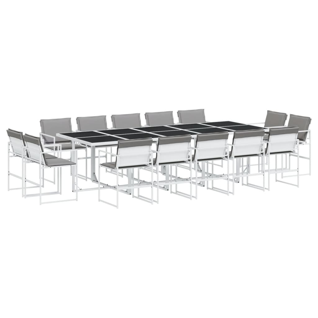 Ensemble à manger de jardin avec coussins 15pcs blanc textilène - XIOS
