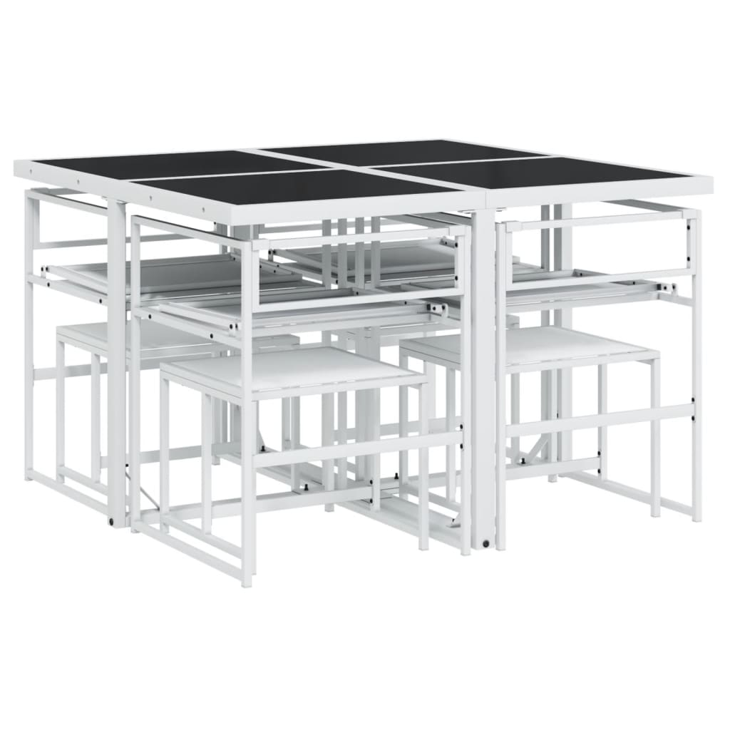 Ensemble à manger de jardin avec coussins 9 pcs blanc textilène - XIOS