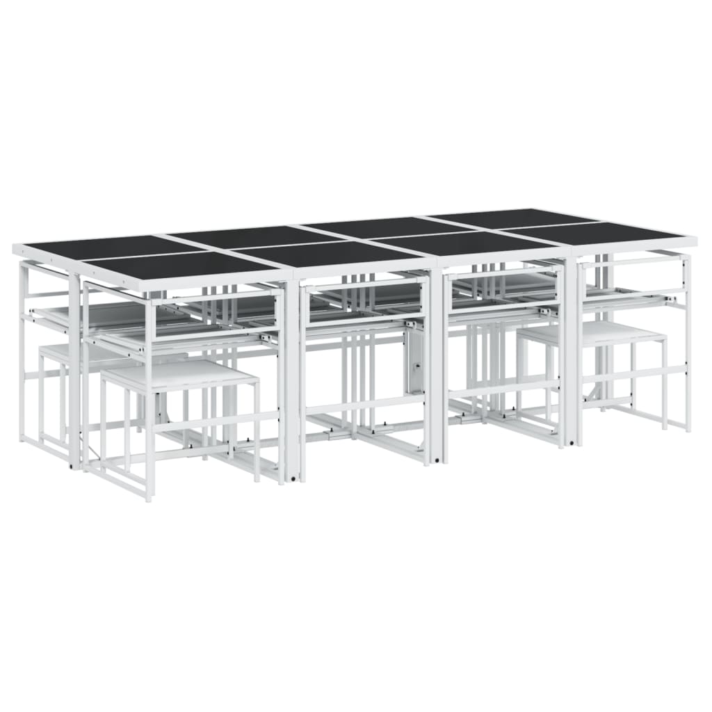Ensemble à manger de jardin avec coussins 13pcs blanc textilène - XIOS