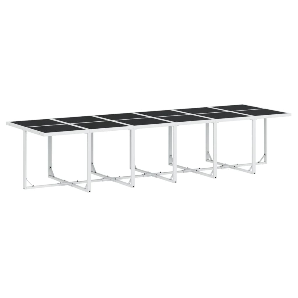 Ensemble à manger de jardin avec coussins 17pcs blanc textilène - XIOS