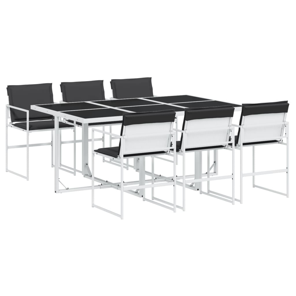 Ensemble à manger de jardin avec coussins 7 pcs blanc textilène - XIOS