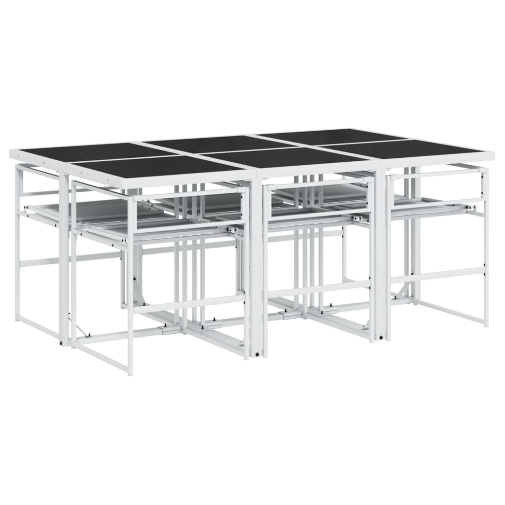 Ensemble à manger de jardin avec coussins 7 pcs blanc textilène - XIOS