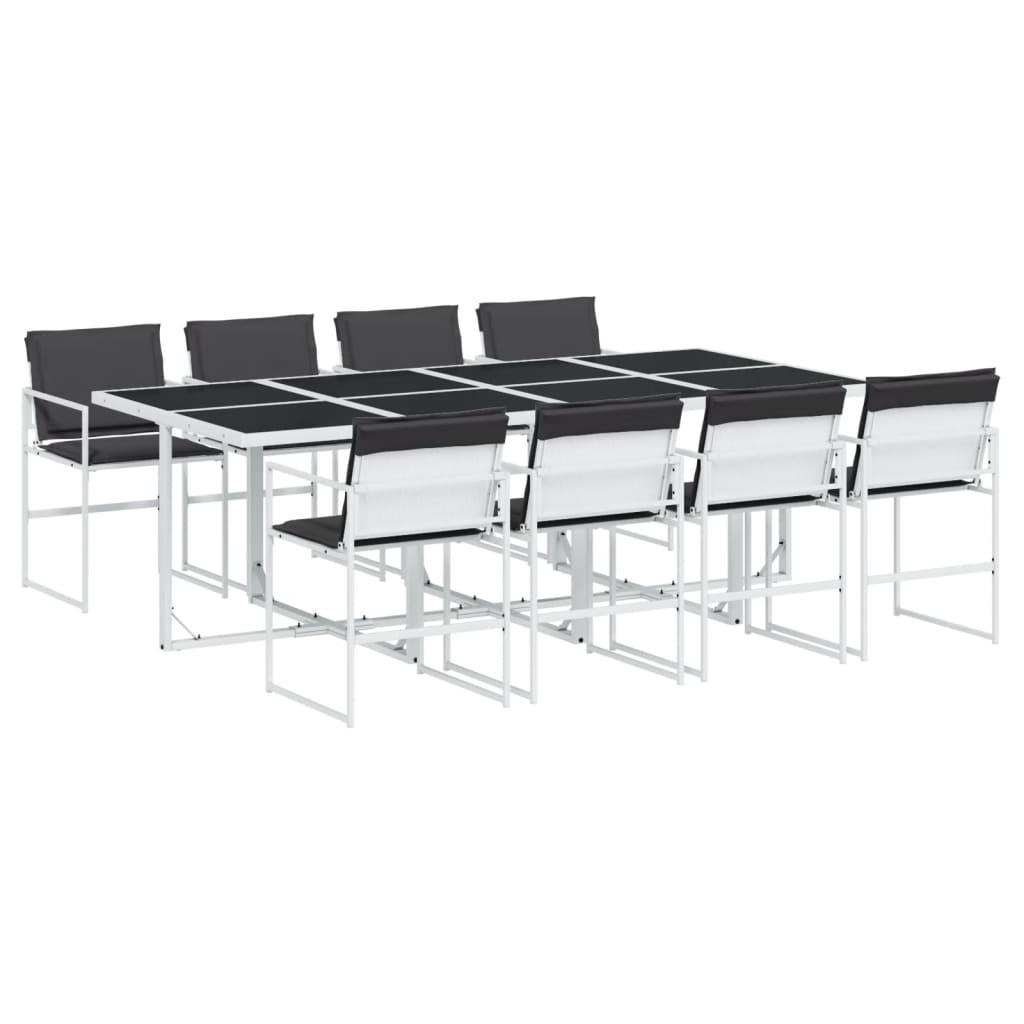 Ensemble à manger de jardin avec coussins 9 pcs blanc textilène - XIOS