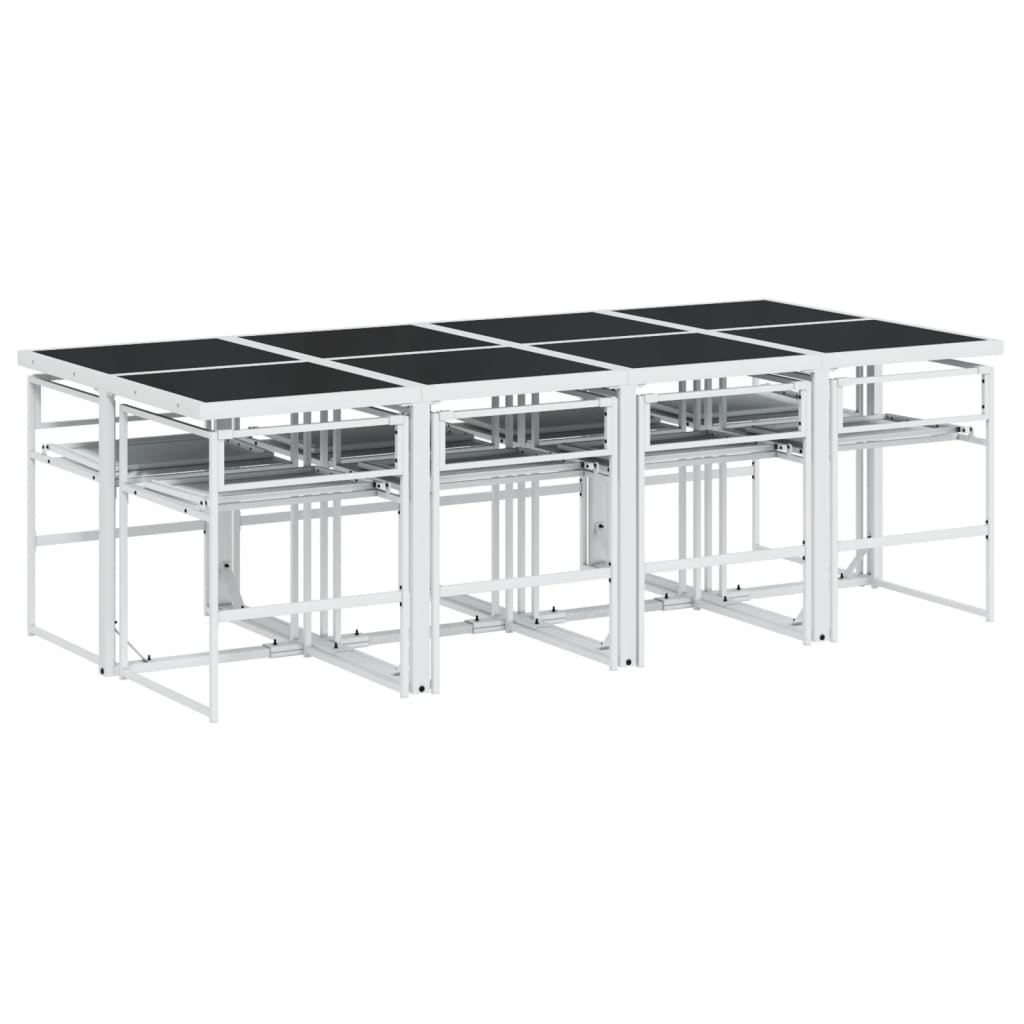 Ensemble à manger de jardin avec coussins 9 pcs blanc textilène - XIOS