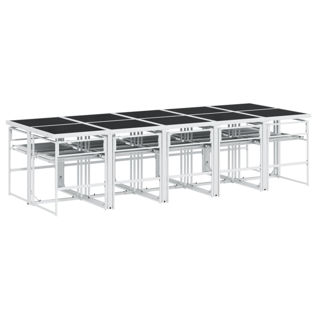 Ensemble à manger de jardin avec coussins 11pcs blanc textilène - XIOS