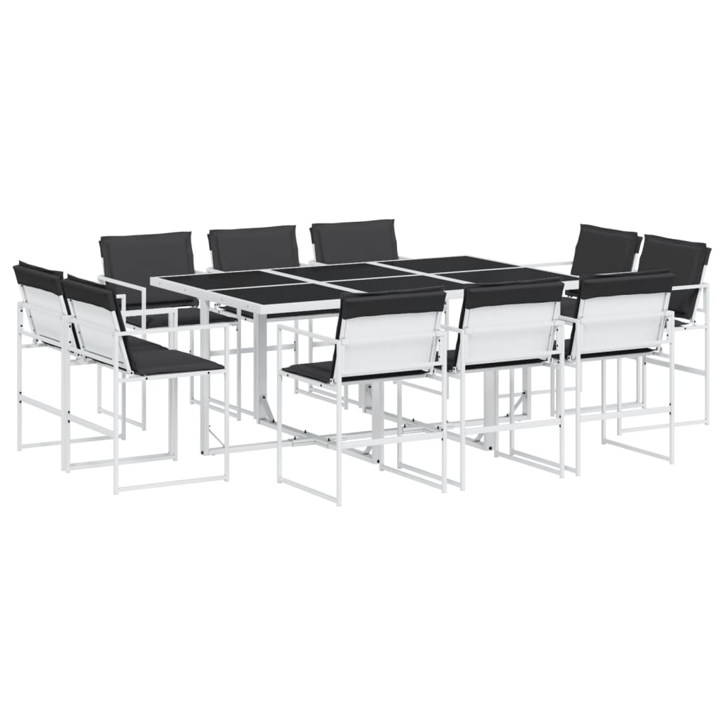Ensemble à manger de jardin avec coussins 11pcs blanc textilène - XIOS