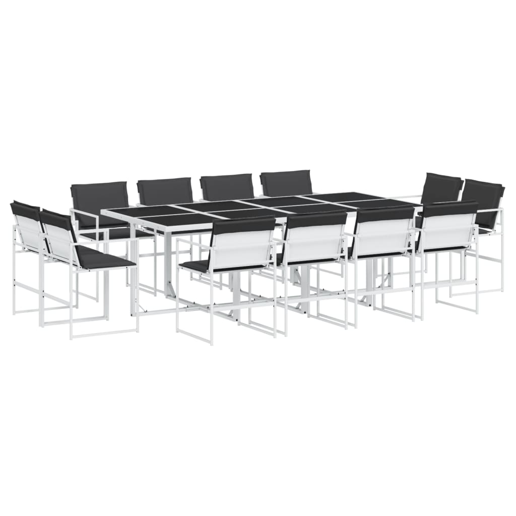 Ensemble à manger de jardin avec coussins 13pcs blanc textilène - XIOS