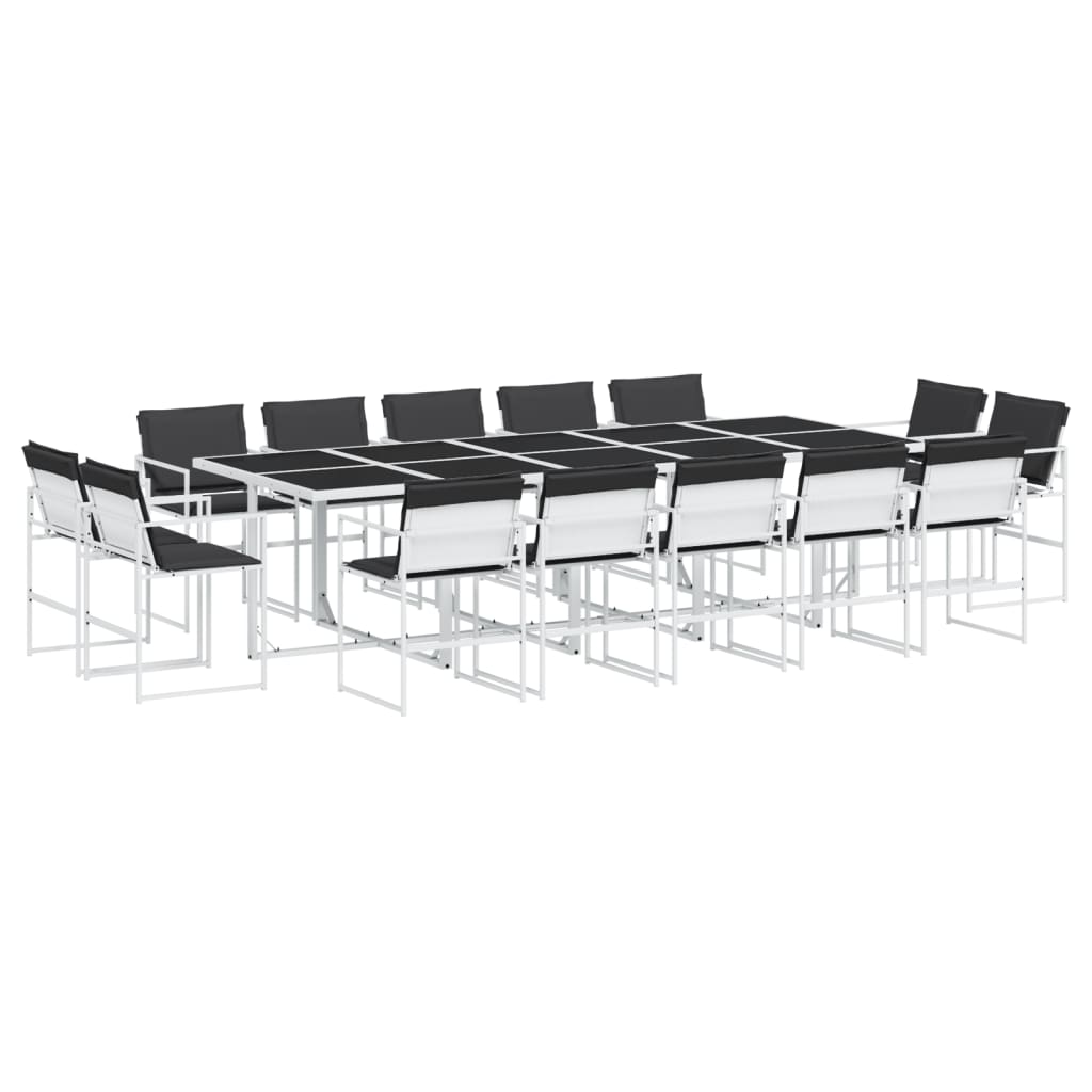 Ensemble à manger de jardin avec coussins 15pcs blanc textilène - XIOS