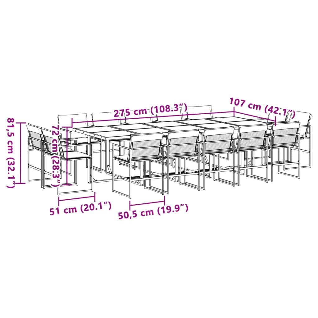 Ensemble à manger de jardin avec coussins 15pcs blanc textilène - XIOS