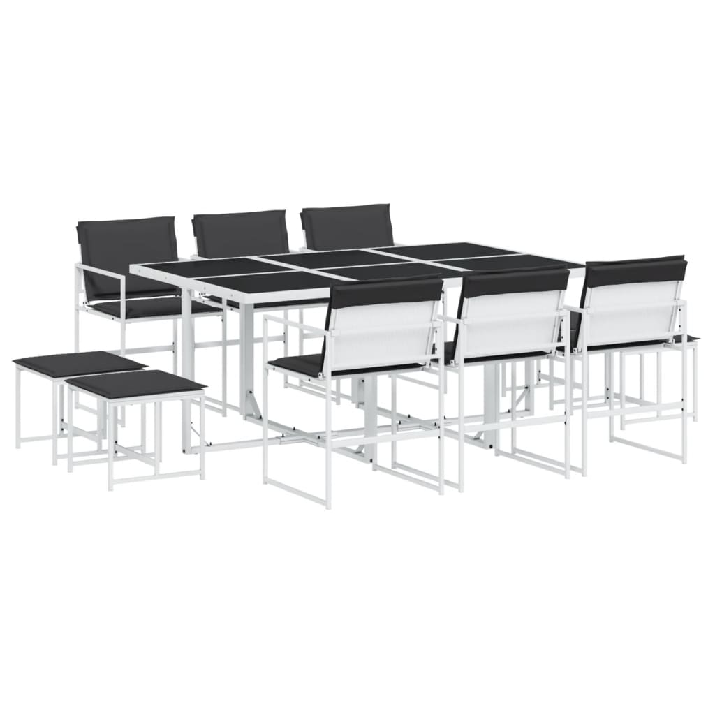 Ensemble à manger de jardin avec coussins 11pcs blanc textilène - XIOS