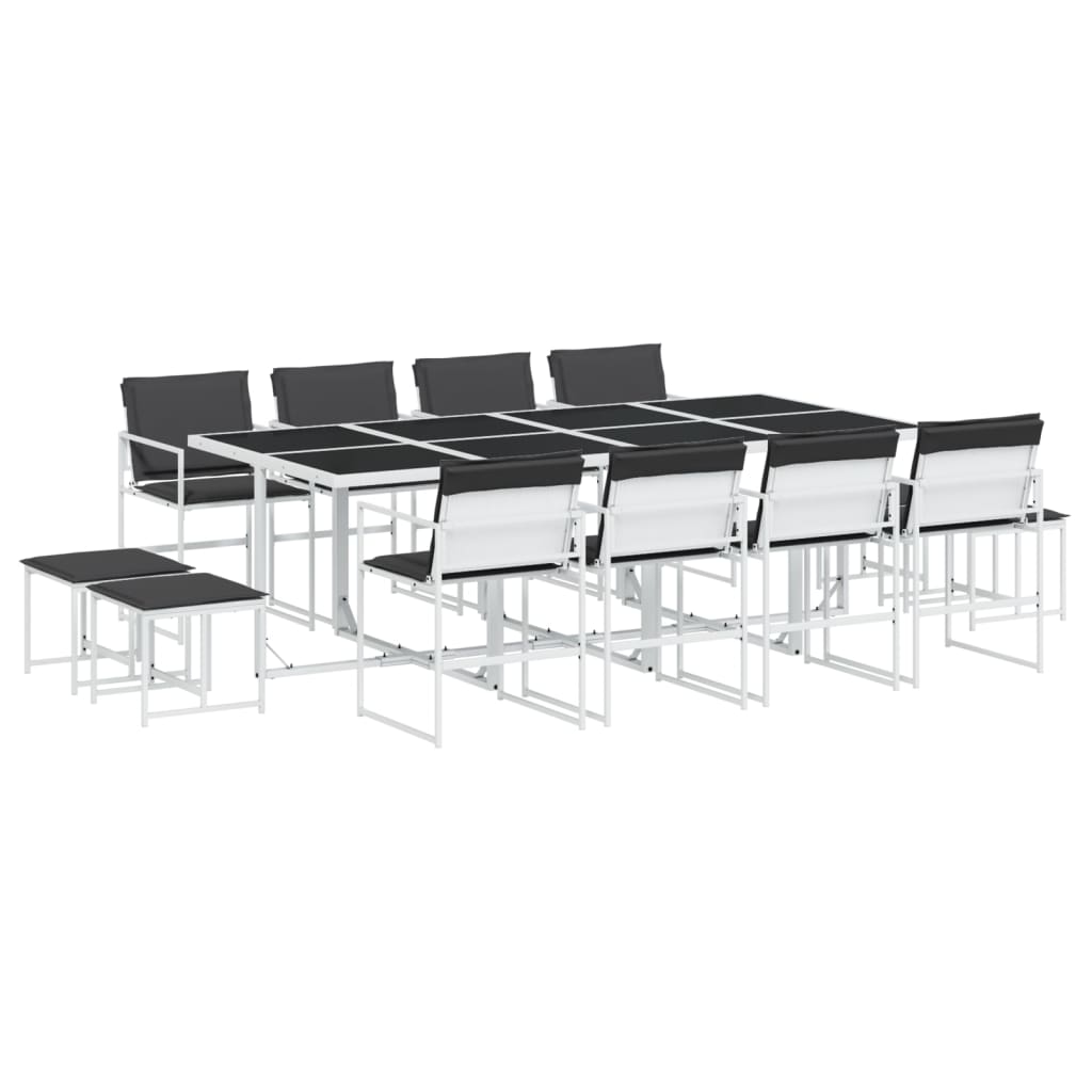 Ensemble à manger de jardin avec coussins 13pcs blanc textilène - XIOS