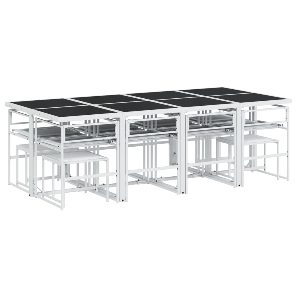 Ensemble à manger de jardin avec coussins 13pcs blanc textilène - XIOS
