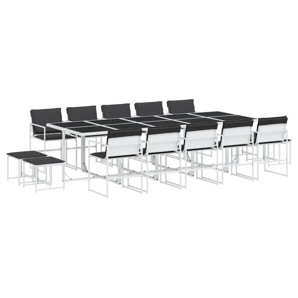 Ensemble à manger de jardin avec coussins 15pcs blanc textilène - XIOS