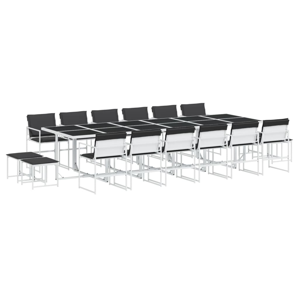 Ensemble à manger de jardin avec coussins 17pcs blanc textilène - XIOS