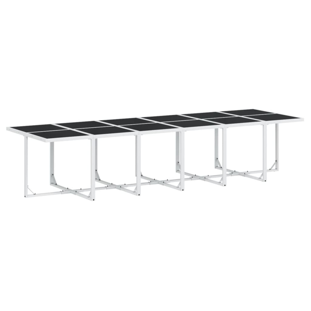 Ensemble à manger de jardin avec coussins 17pcs blanc textilène - XIOS