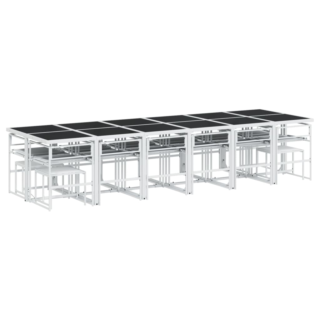 Ensemble à manger de jardin avec coussins 17pcs blanc textilène - XIOS