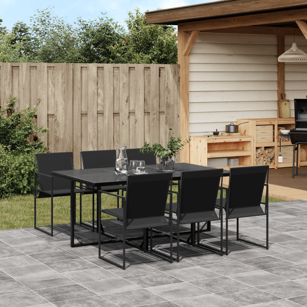 Ensemble à manger de jardin 7 pcs noir textilène - XIOS
