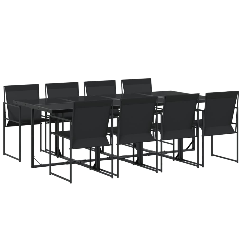 Ensemble à manger de jardin 9 pcs noir textilène - XIOS