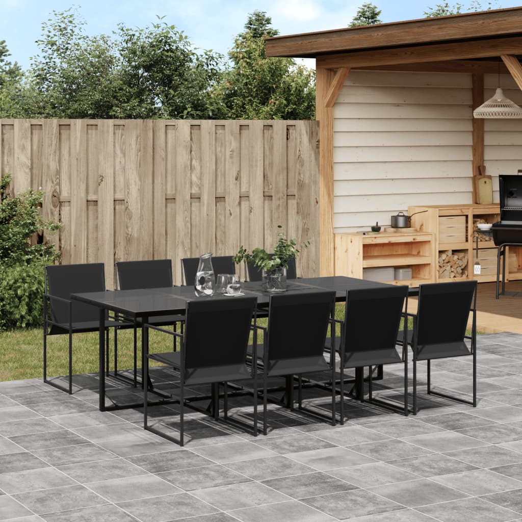 Ensemble à manger de jardin 9 pcs noir textilène - XIOS