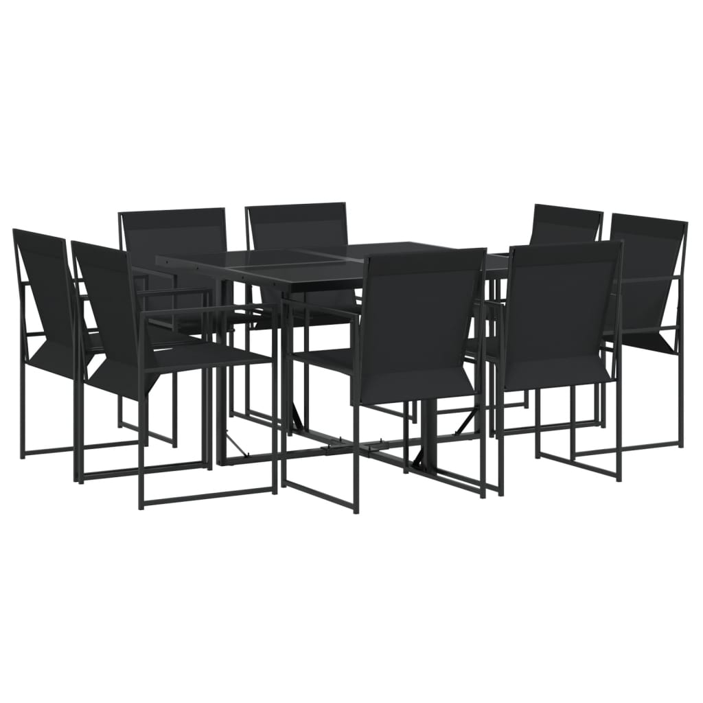 Ensemble à manger de jardin 9 pcs noir textilène - XIOS