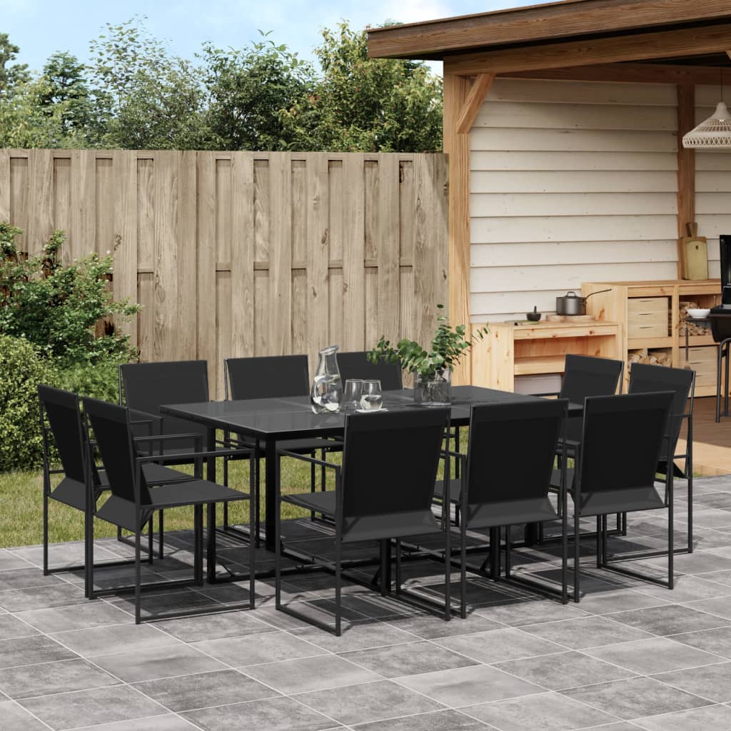 Ensemble à manger de jardin 11 pcs noir textilène - XIOS