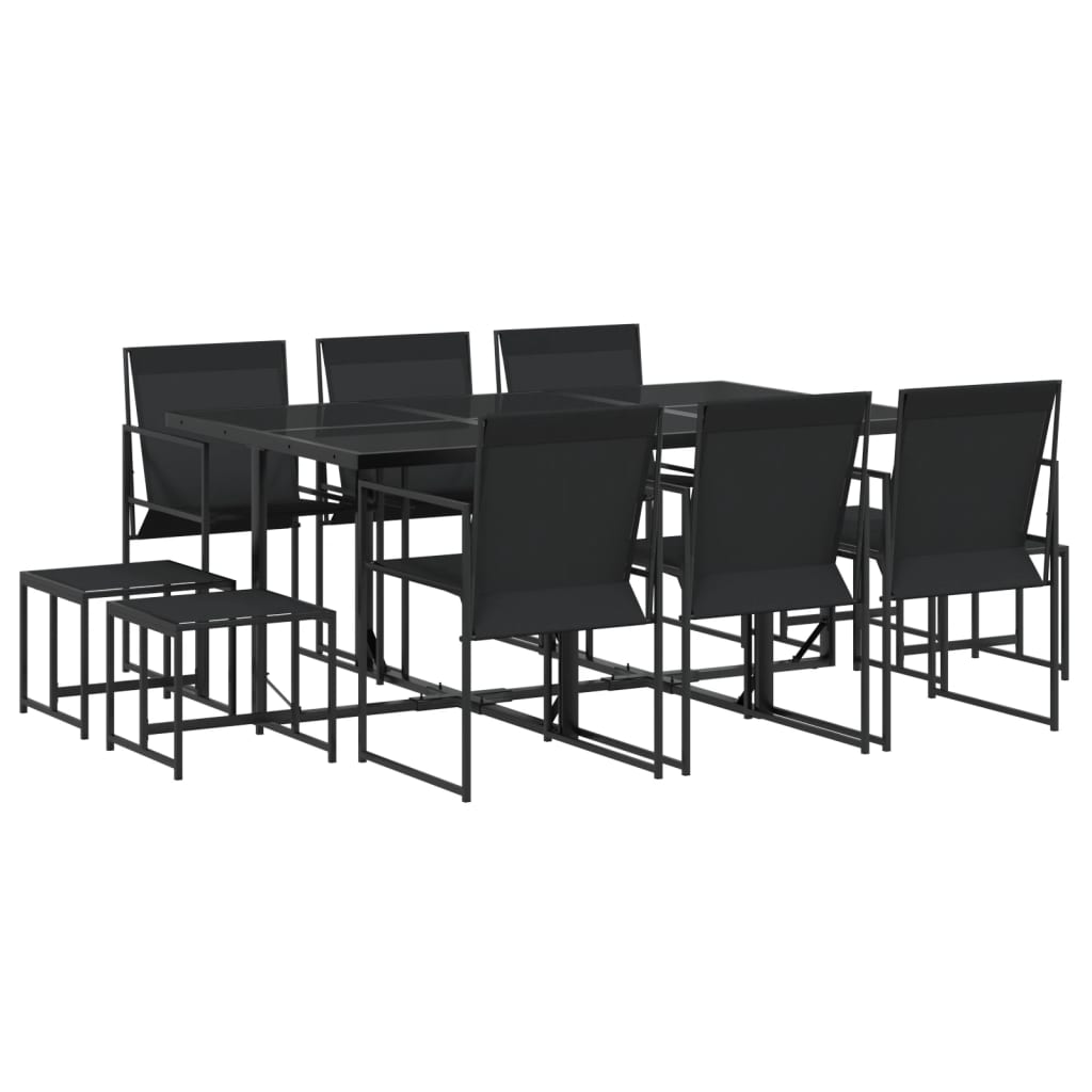 Ensemble à manger de jardin 11 pcs noir textilène - XIOS