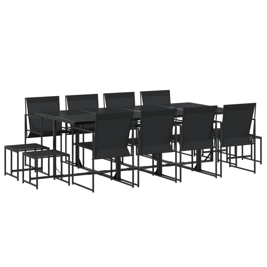Ensemble à manger de jardin 13 pcs noir textilène - XIOS