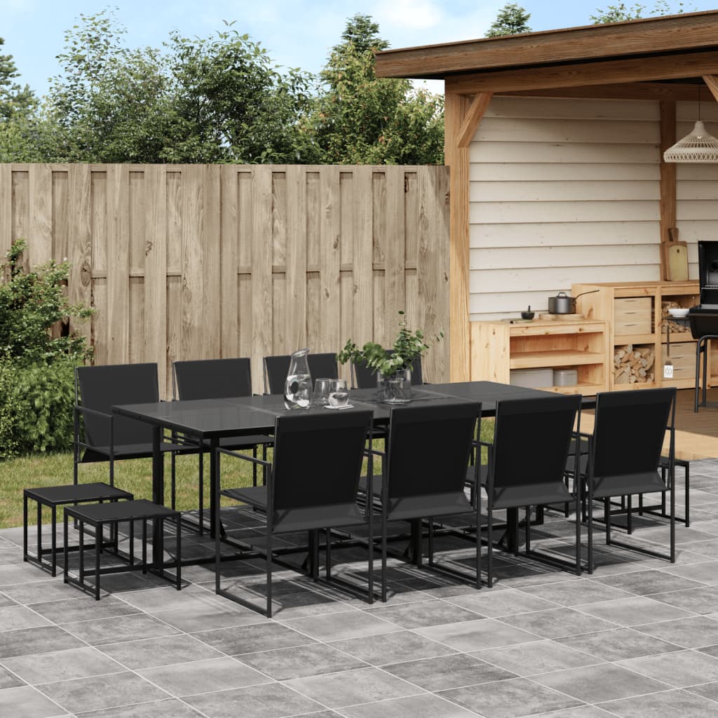 Ensemble à manger de jardin 13 pcs noir textilène - XIOS