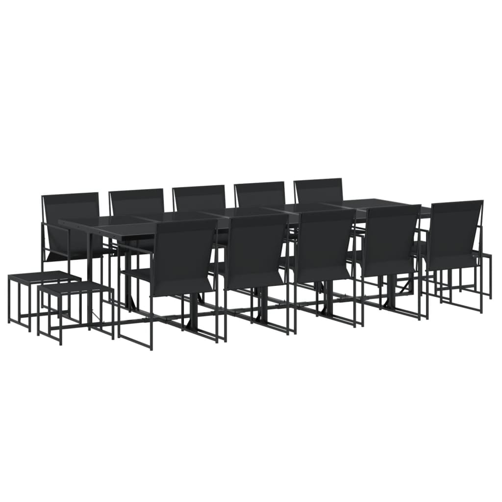 Ensemble à manger de jardin 15 pcs noir textilène - XIOS