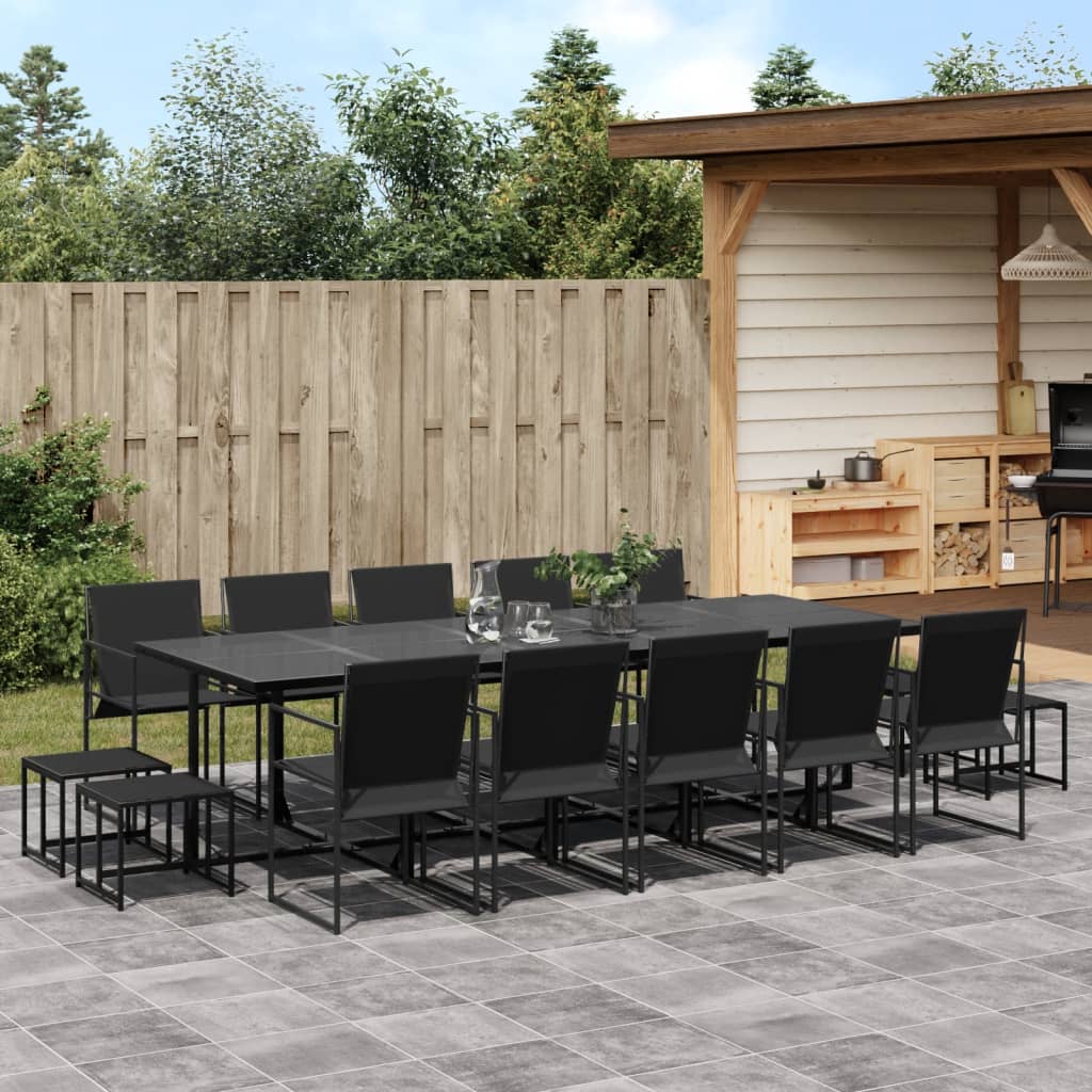 Ensemble à manger de jardin 15 pcs noir textilène - XIOS