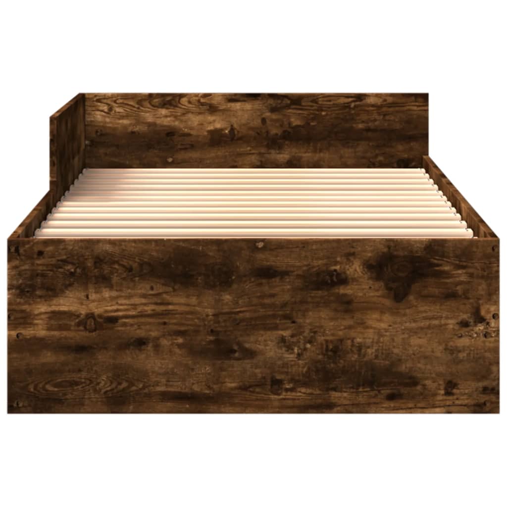 Cadre de lit sans matelas chêne fumé 90x200cm bois d'ingénierie - XIOS
