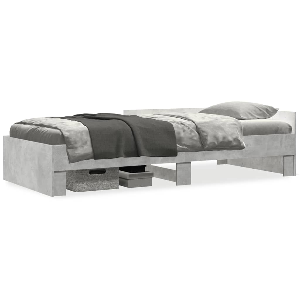 Cadre de lit sans matelas gris béton 90x190cm bois d'ingénierie - XIOS