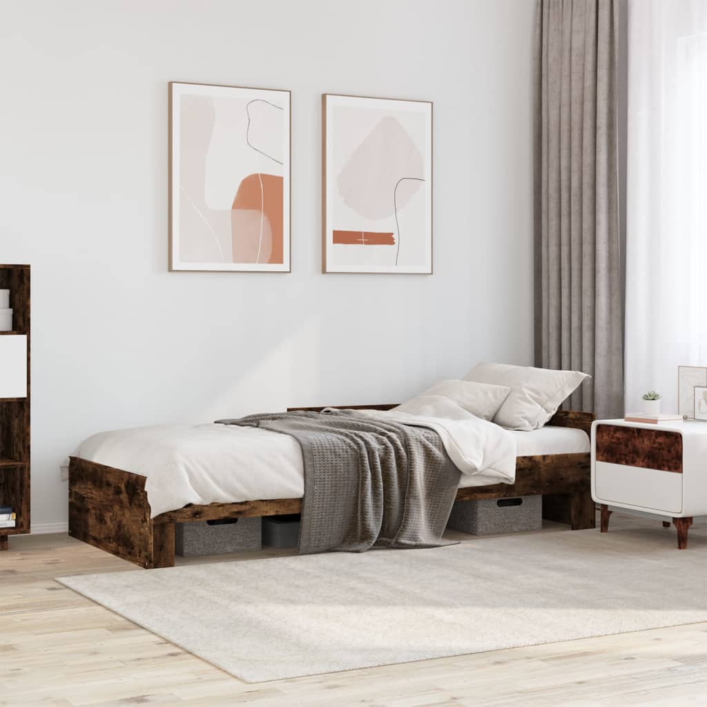 Cadre de lit sans matelas chêne fumé 90x190cm bois d'ingénierie - XIOS