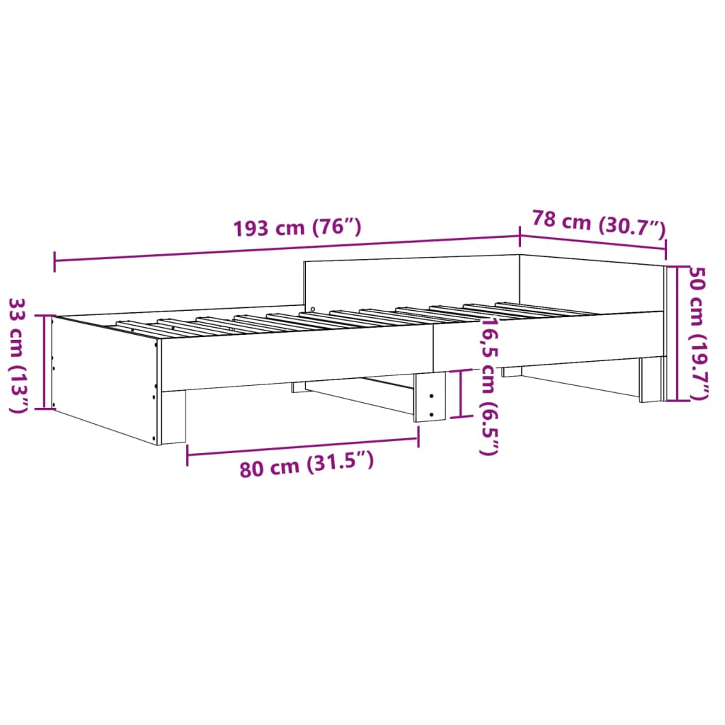 Cadre de lit sans matelas blanc 75x190 cm bois d'ingénierie - XIOS